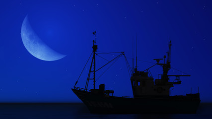 boat and moon