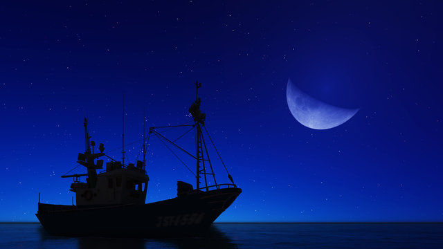 boat and the moon