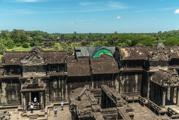 sight of the scenery of the archaeological place of angkor wat in siam reap, cambodia