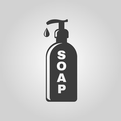The liquid soap icon. Hand wash symbol. Flat