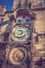 Fototapeta na wymiar The Astronomical Clock in Prague - retro and vintage style
