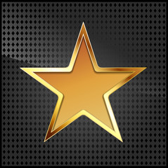 vector illustration of golden star on black metallic grid