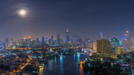 Bangkok at night, Panoramic.