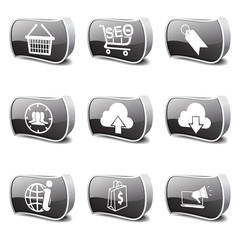 SEO Internet Sign Black Vector Button Icon Design Set 7