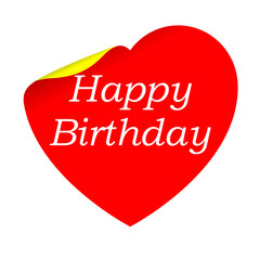 Pegatina corazon con texto Happy Birthday
