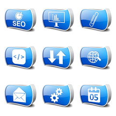 SEO Internet Sign Blue Vector Button Icon Design Set 6