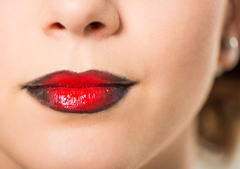 sexy woman lips with colorful lipstick