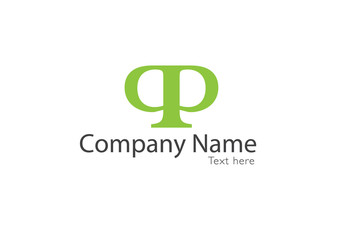 mirror P letter as green vector logo on white background