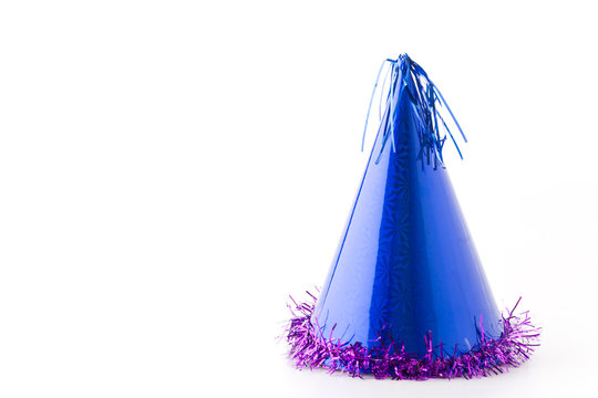 blue party hat on white background
