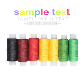 multicolored threads isolated on a white