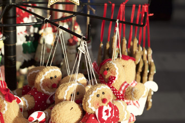 Gingerbread men on a Christmas market stall