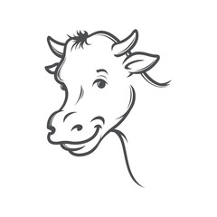 vector illustration of smiling cow