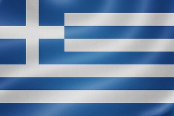 Greece flag on the fabric texture background