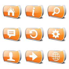 Web Internet Orange Vector Button Icon Design Set