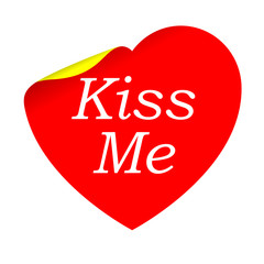 Pegatina corazon con texto Kiss Me