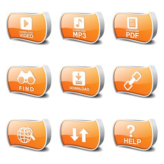 Multimedia Web Internet Orange Vector Button Icon Design Set