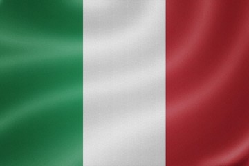 Italy flag on the fabric texture background