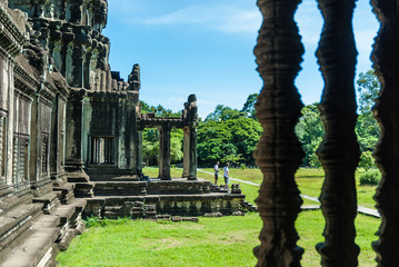 gopura of entry to the first enclosure of the archaeological place of angkor wat in siam reap, cambodia