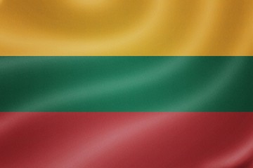 Fototapeta premium Lithuania flag on the fabric texture background