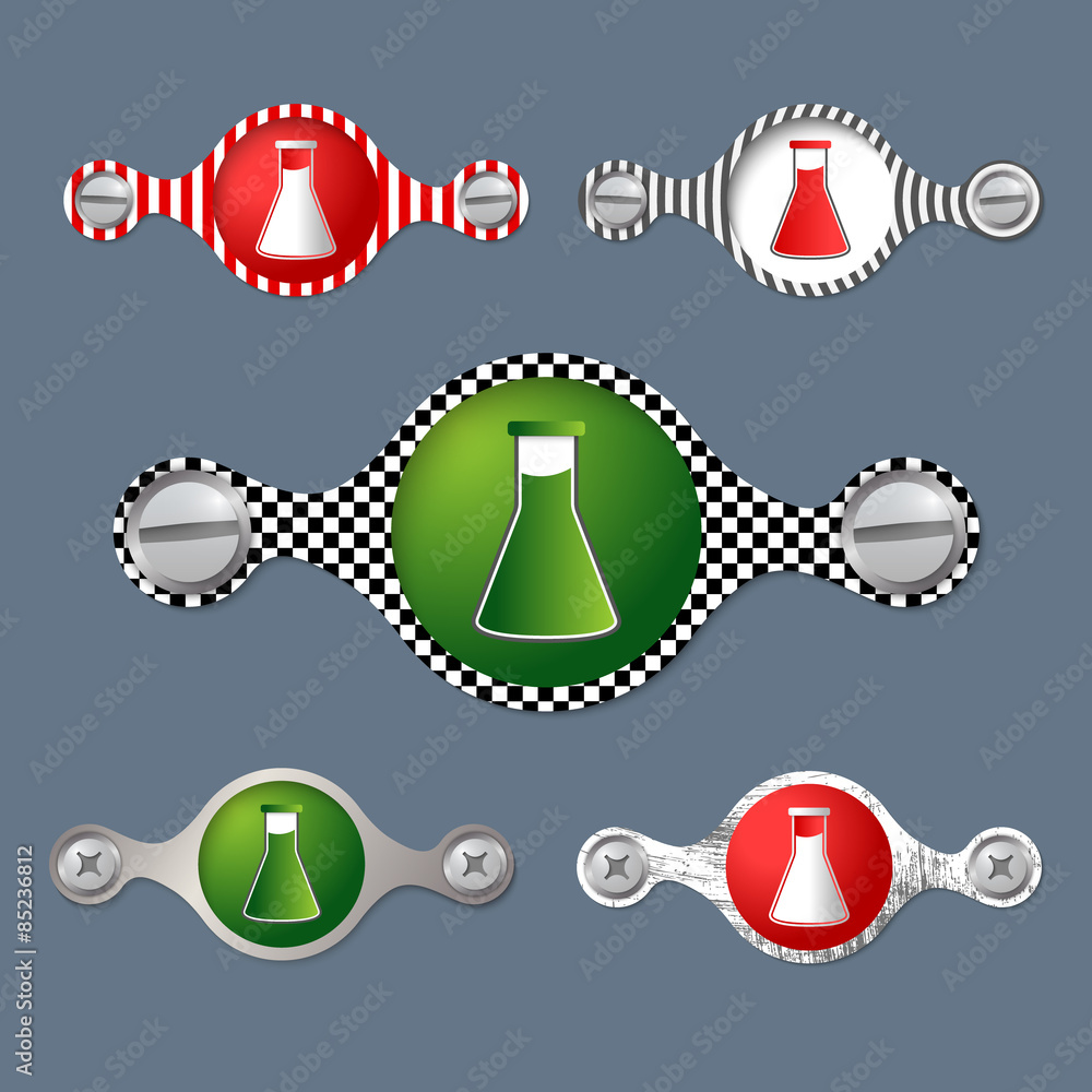 Poster five abstract objects with pattern and test tube