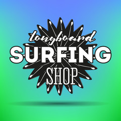 Set of surfing labels, badges and design elements