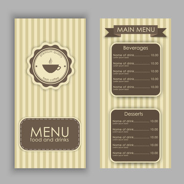 Design a menu for coffee