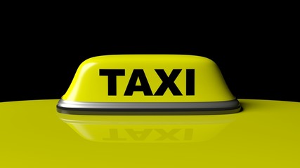 Yellow taxi car roof with sign isolated on black background © viperagp
