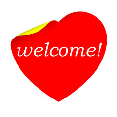 Pegatina corazon con texto welcome!