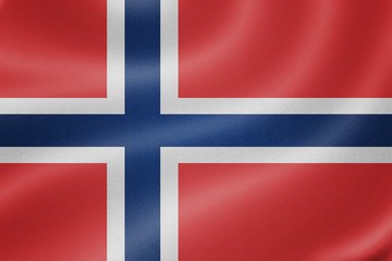 Norway flag on the fabric texture background