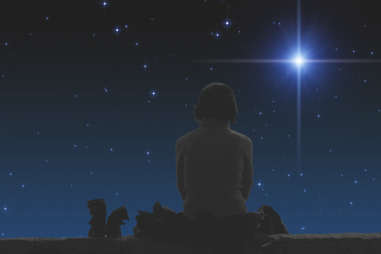 Girl Watching The Stars.