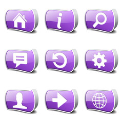 Web Internet Violet Vector Button Icon Design Set