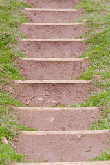 Steps cut into hill side on country footpath