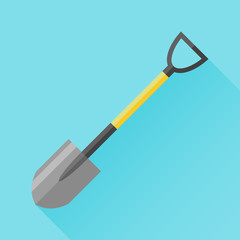 Shovel flat icon with long shadow