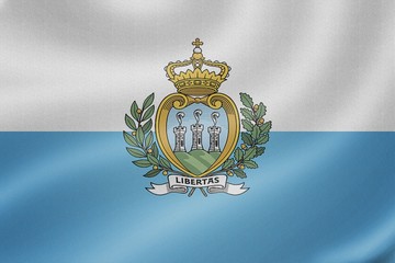 San Marino flag on the fabric texture background