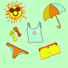The icons on the theme of the summer