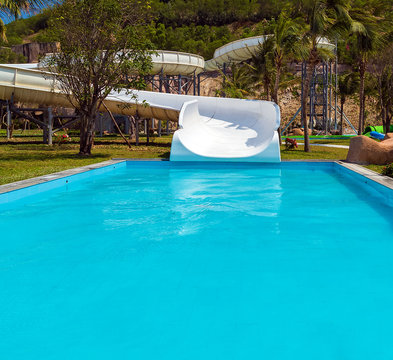 water slike on outdoor swimming pool