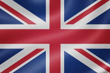 United Kingdom flag on the fabric texture background