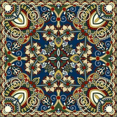 Papier Peint photo Tuiles marocaines foulard ou foulard en soie authentique motif carré
