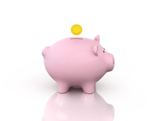 Piggy Bank with Gold Coin
