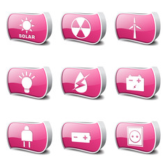 Energy Sign And Symbol Pink Vector Button Icon