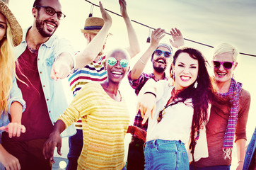 Beach Party Dinner Friendship Happiness Summer Concept