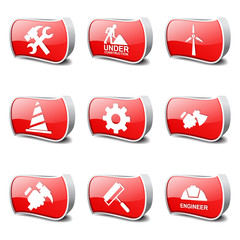 Construction Tools Red Vector Button Icon Design Set 2