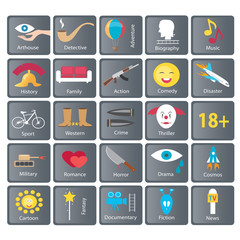 Naklejka premium Set of Film Genres Icon