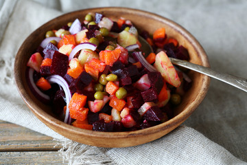 Nourishing Russian salad in a bowl