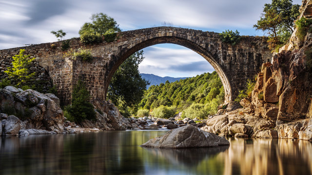 Fototapeta Ancient Roman bridge. Spain. Avila