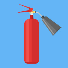 Fire extinguisher flat icon on blue background