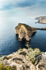 Panoramic view of the Azure window and Fungus rock.