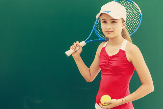 Tennis - beautiful young girl tennis player