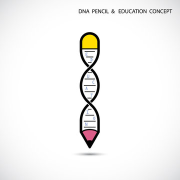 Creative pencil and DNA symbol. Education and business concept.