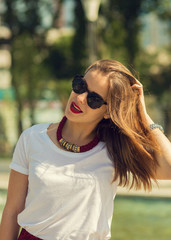 Beautiful girl shopping in the city